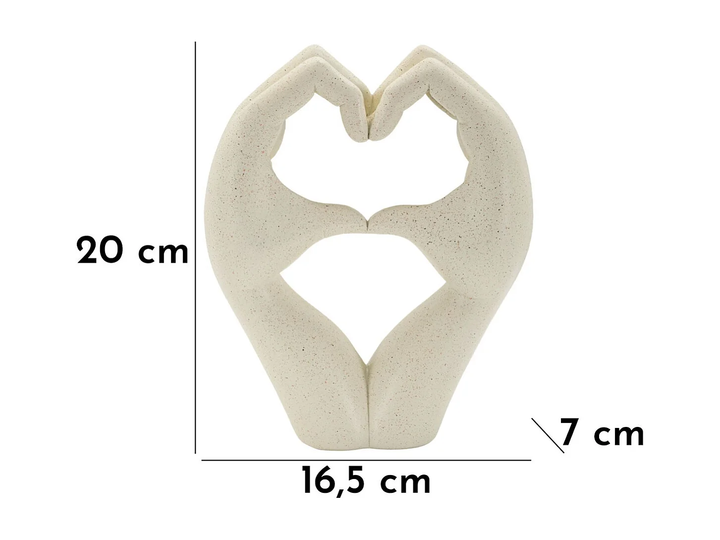Rzeźba Serce 1, Beżowy, 16,5x7x20 cm, Seven Design