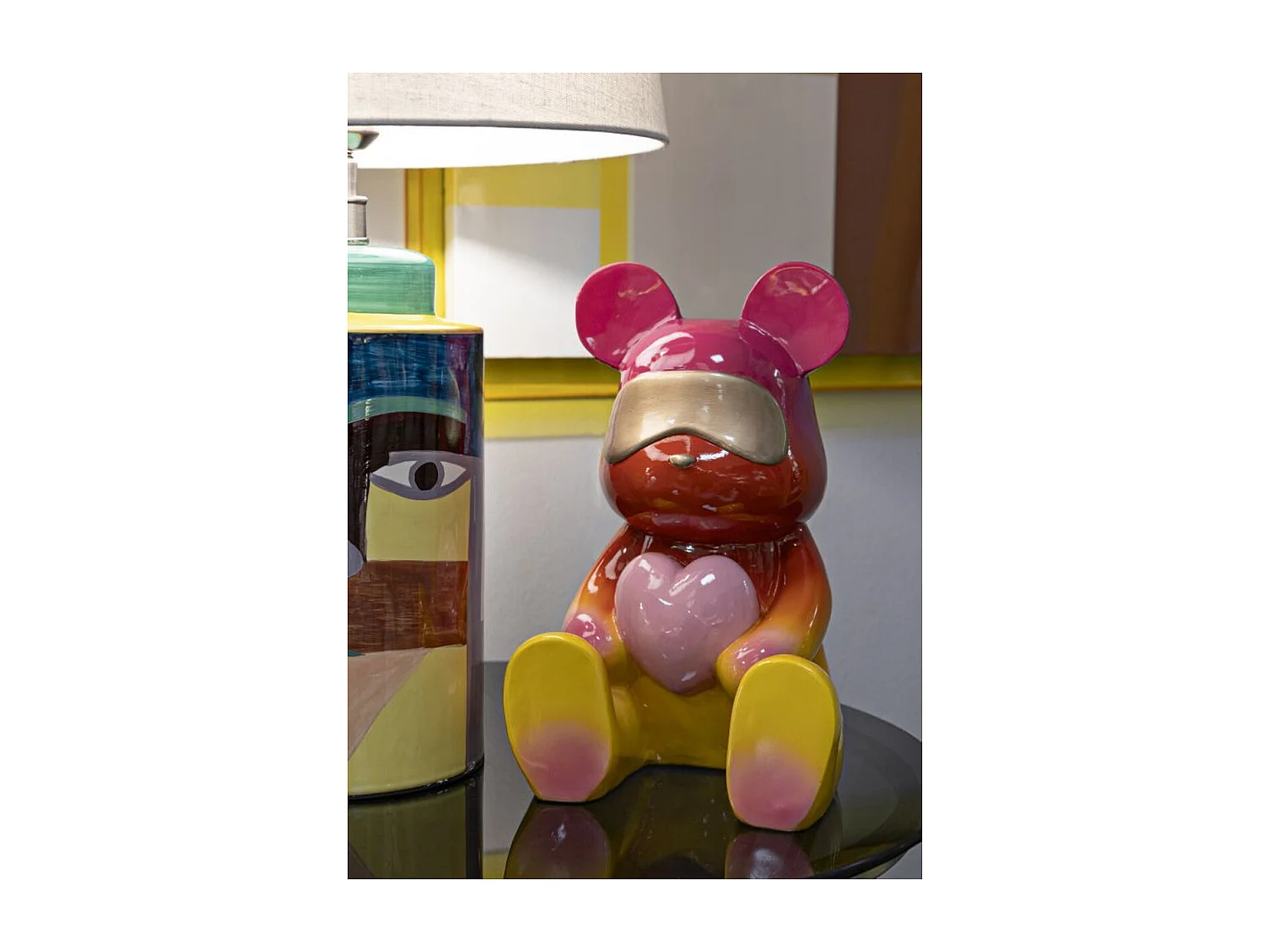 Beeldhouwwerk Teddybeer, Veelkleurig, 21,5x20,5x32 cm, Seven Design