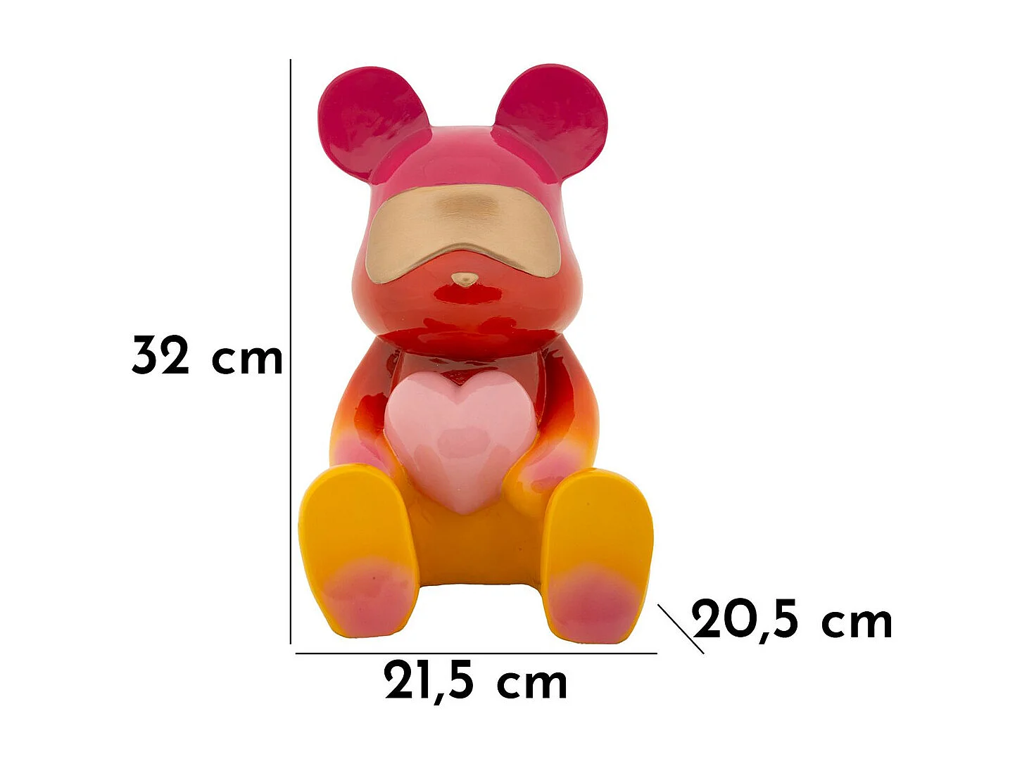 Beeldhouwwerk Teddybeer, Veelkleurig, 21,5x20,5x32 cm, Seven Design