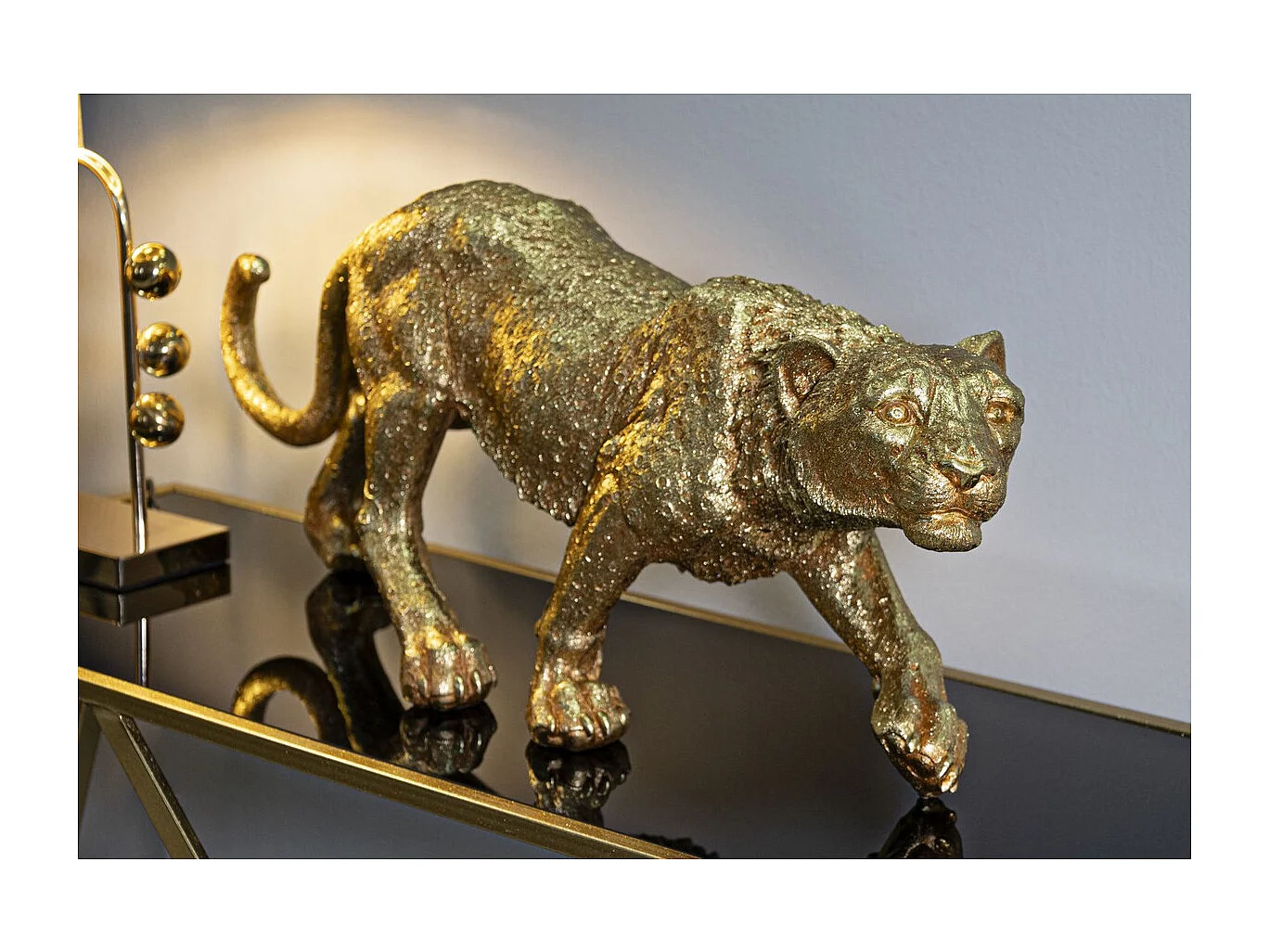 Beeldhouwwerk Panter, Goud, 89x21x33 cm, Seven Design