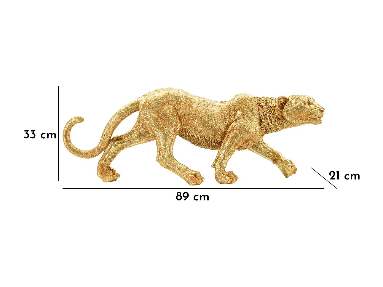 Beeldhouwwerk Panter, Goud, 89x21x33 cm, Seven Design