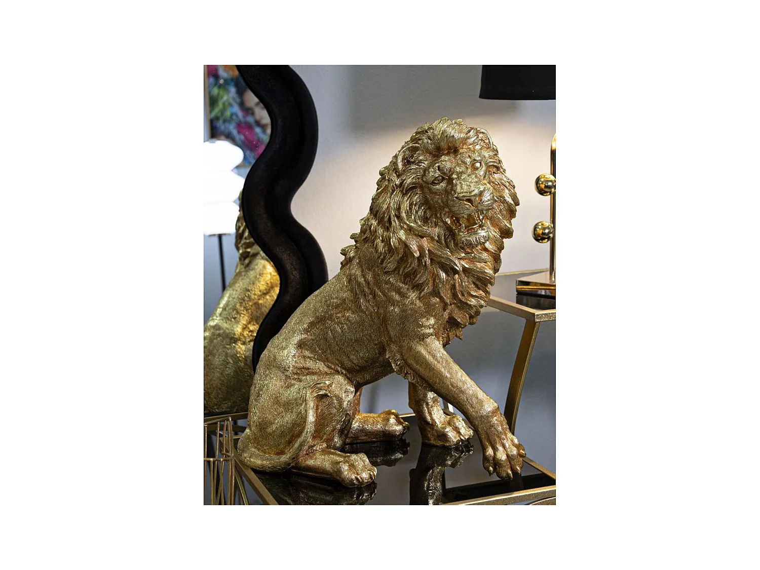 Beeldhouwwerk Leeuw 2, Goud, 45x29x55 cm, Seven Design