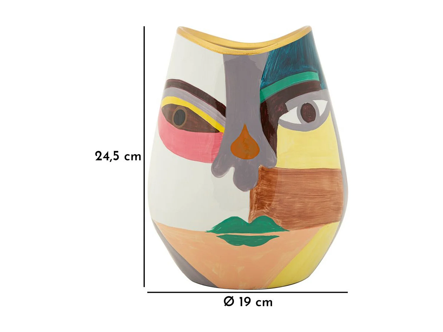 Vase Décoratif MF844, Multicouleur, 19x19x24,5 cm, Seven Design