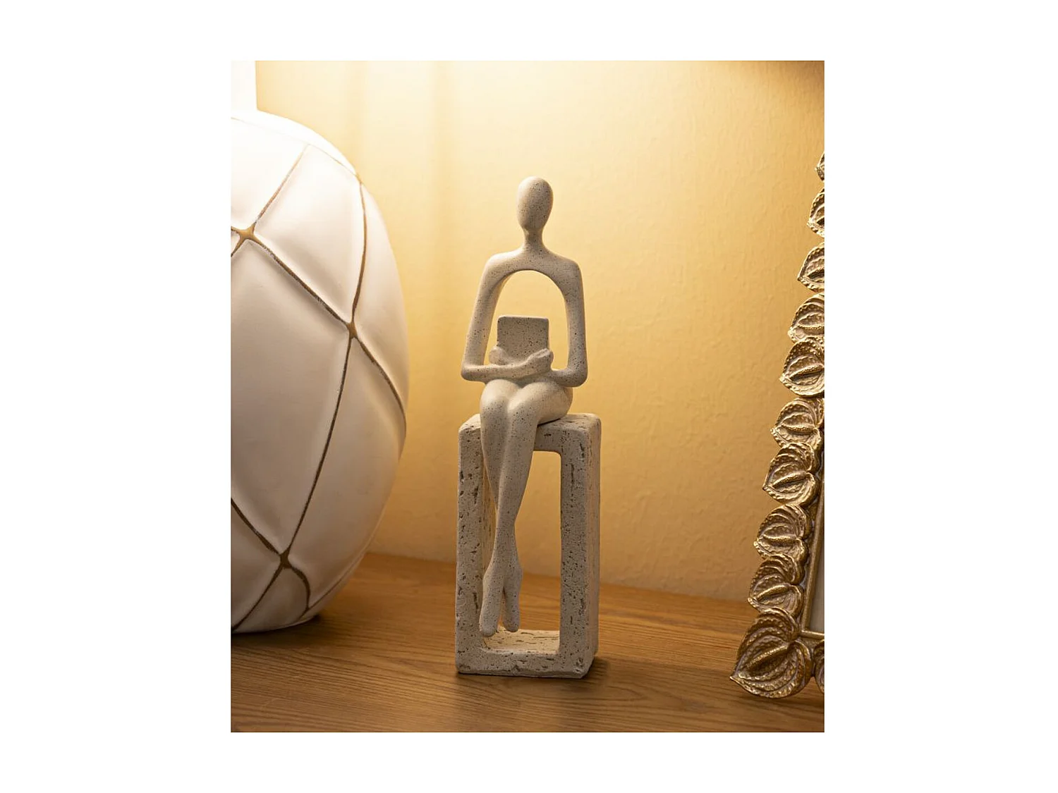 Rzeźba Postać, Beżowy, 8,5x6,5x24 cm, Seven Design