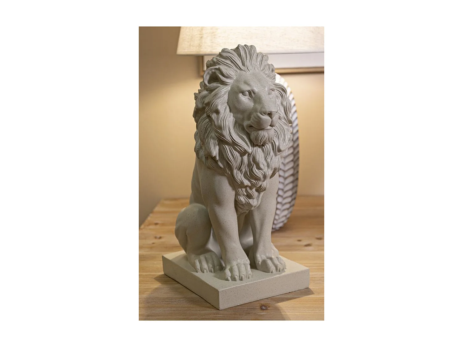 Escultura Leão 3, Bege, 17,5x25x40 cm, Seven Design