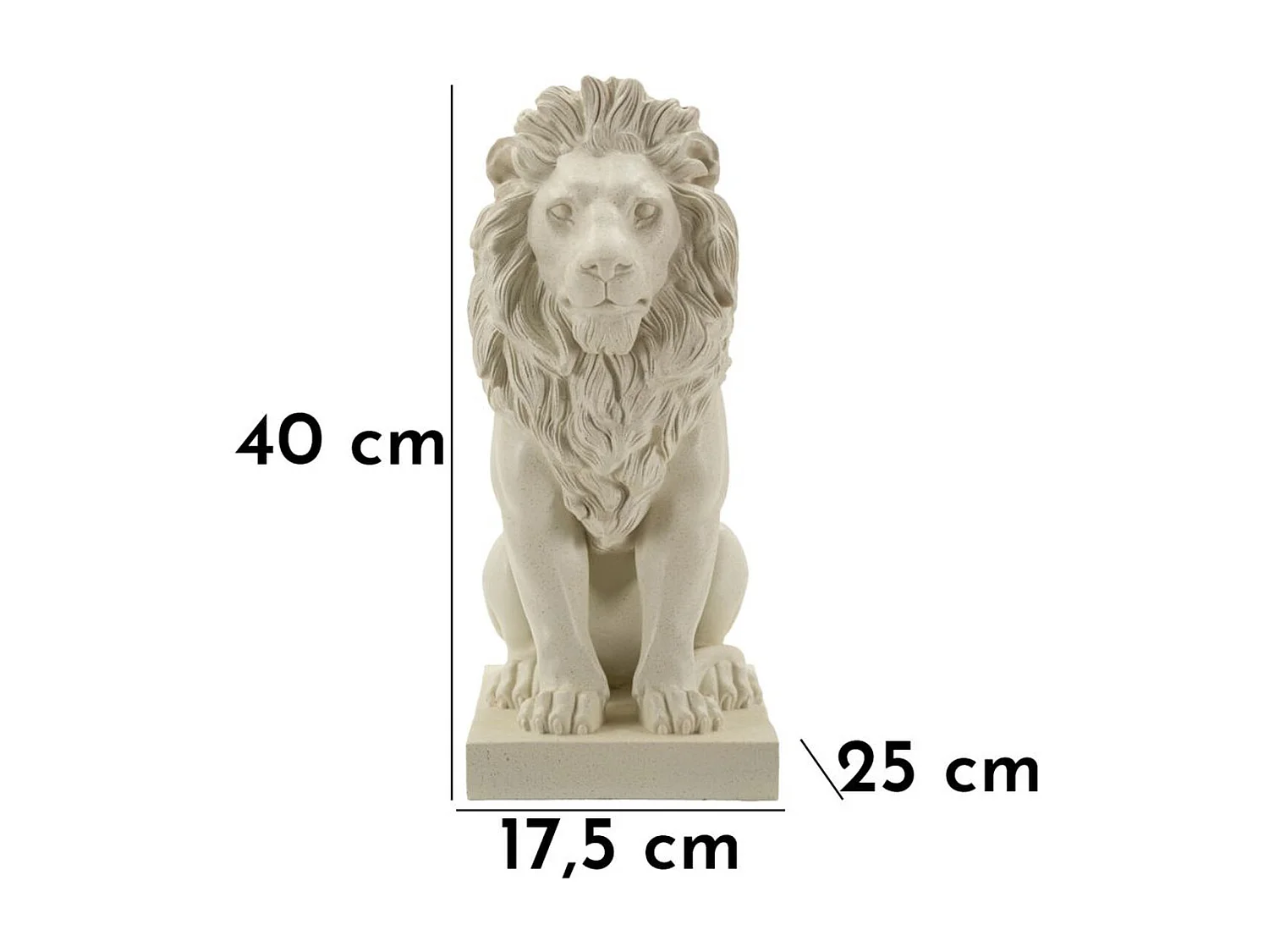 Escultura Leão 3, Bege, 17,5x25x40 cm, Seven Design
