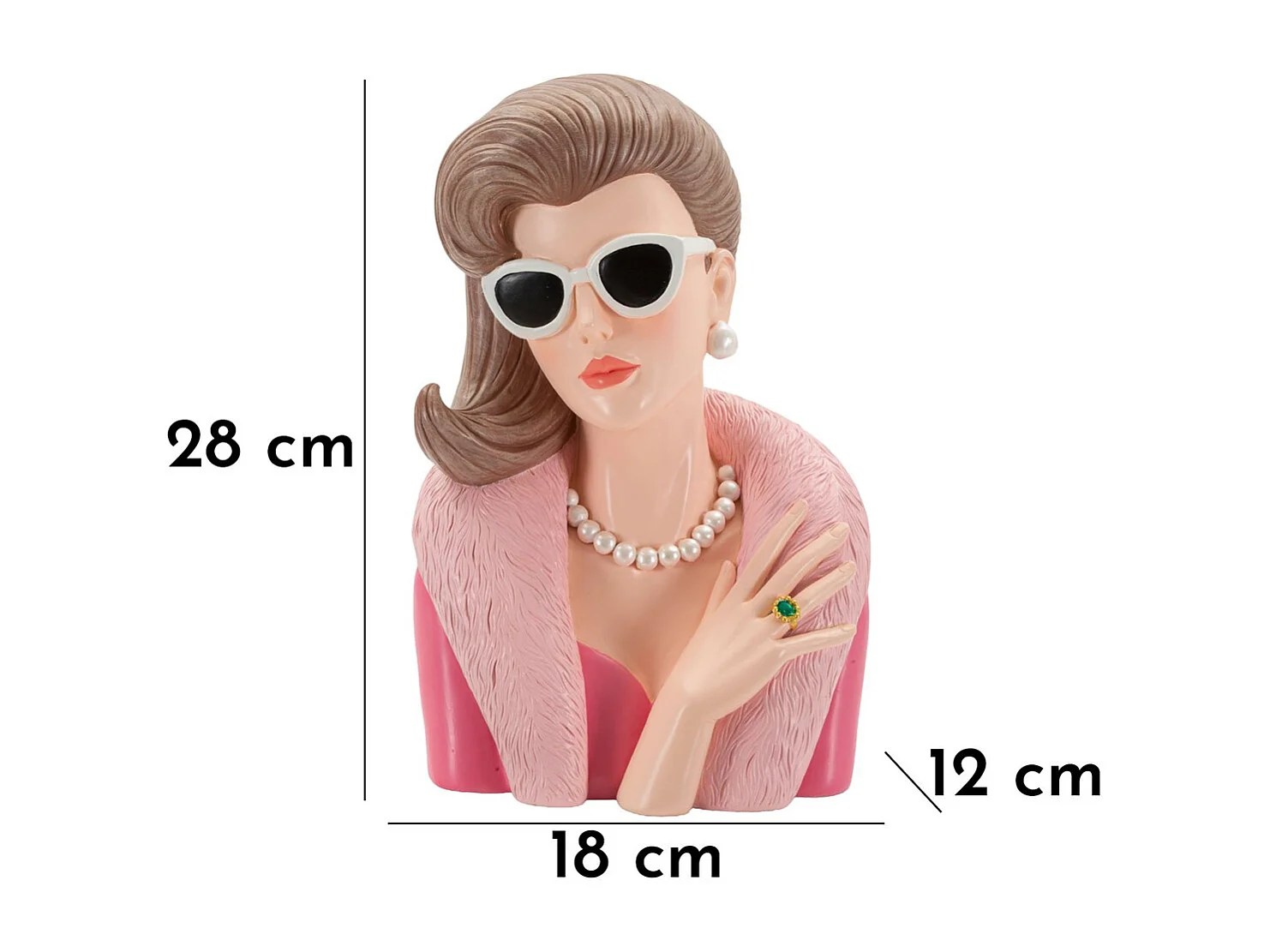 Beeldhouwwerk Vrouw 2, Veelkleurig, 18x12x28 cm, Seven Design