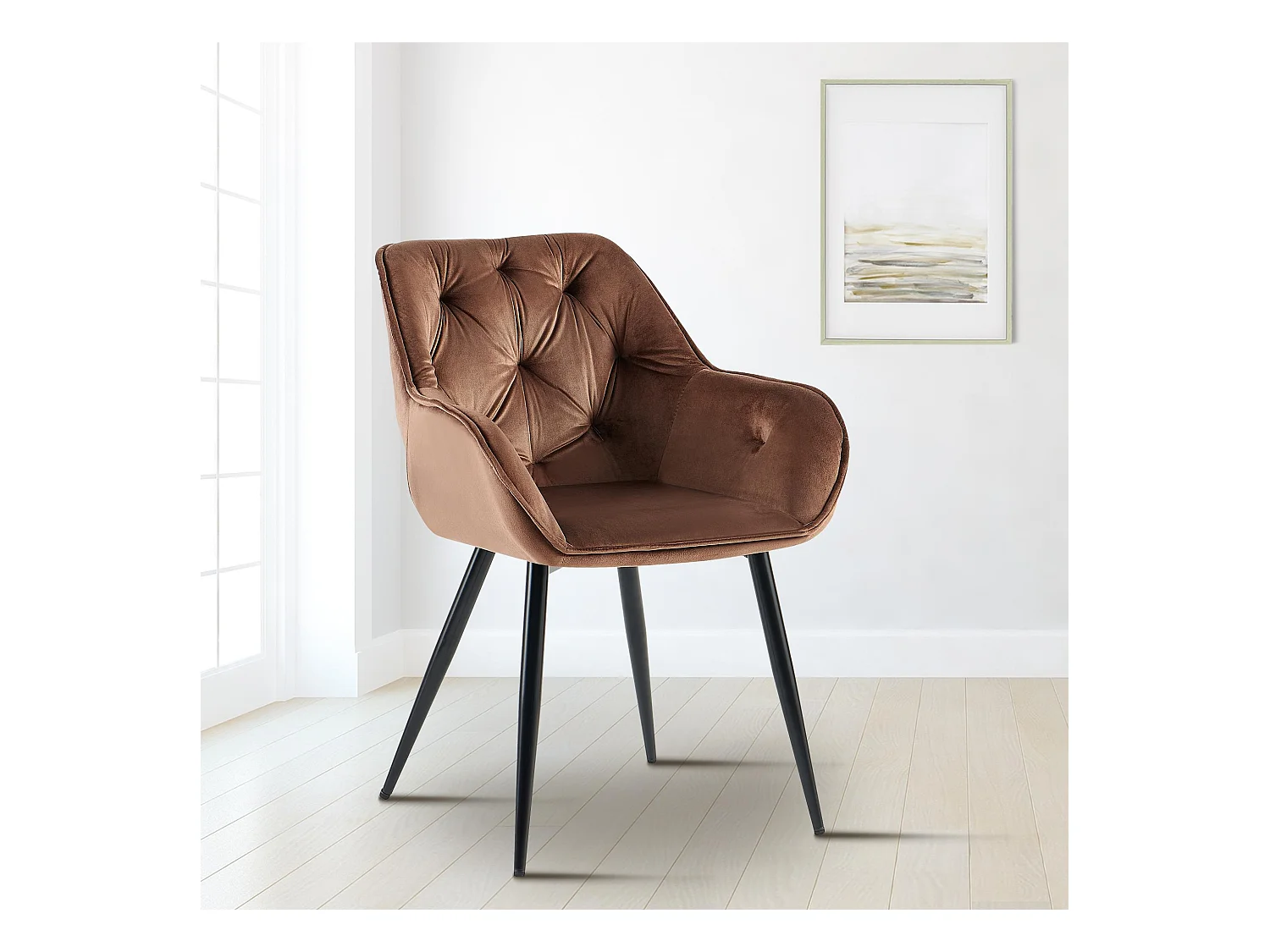 chaises avec accoudoirs - Velours - Marron - Cassis