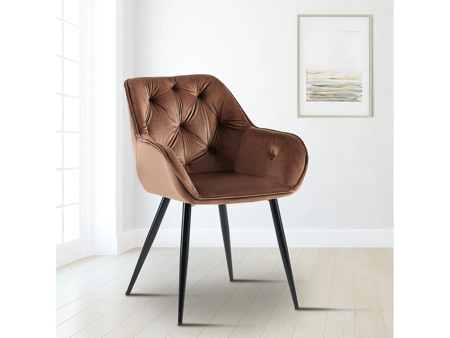 chaises avec accoudoirs - Velours - Marron - Cassis