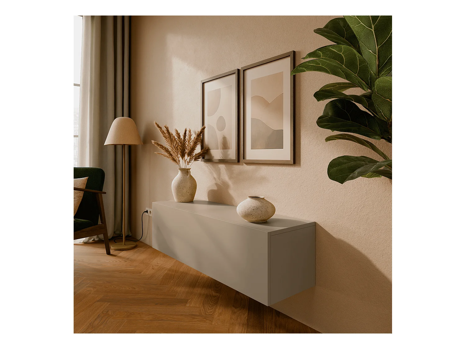 Meuble TV 105 cm 140 cm Banc Télé  Suspendu Banc Télévision Moderne Flottante pour Salon