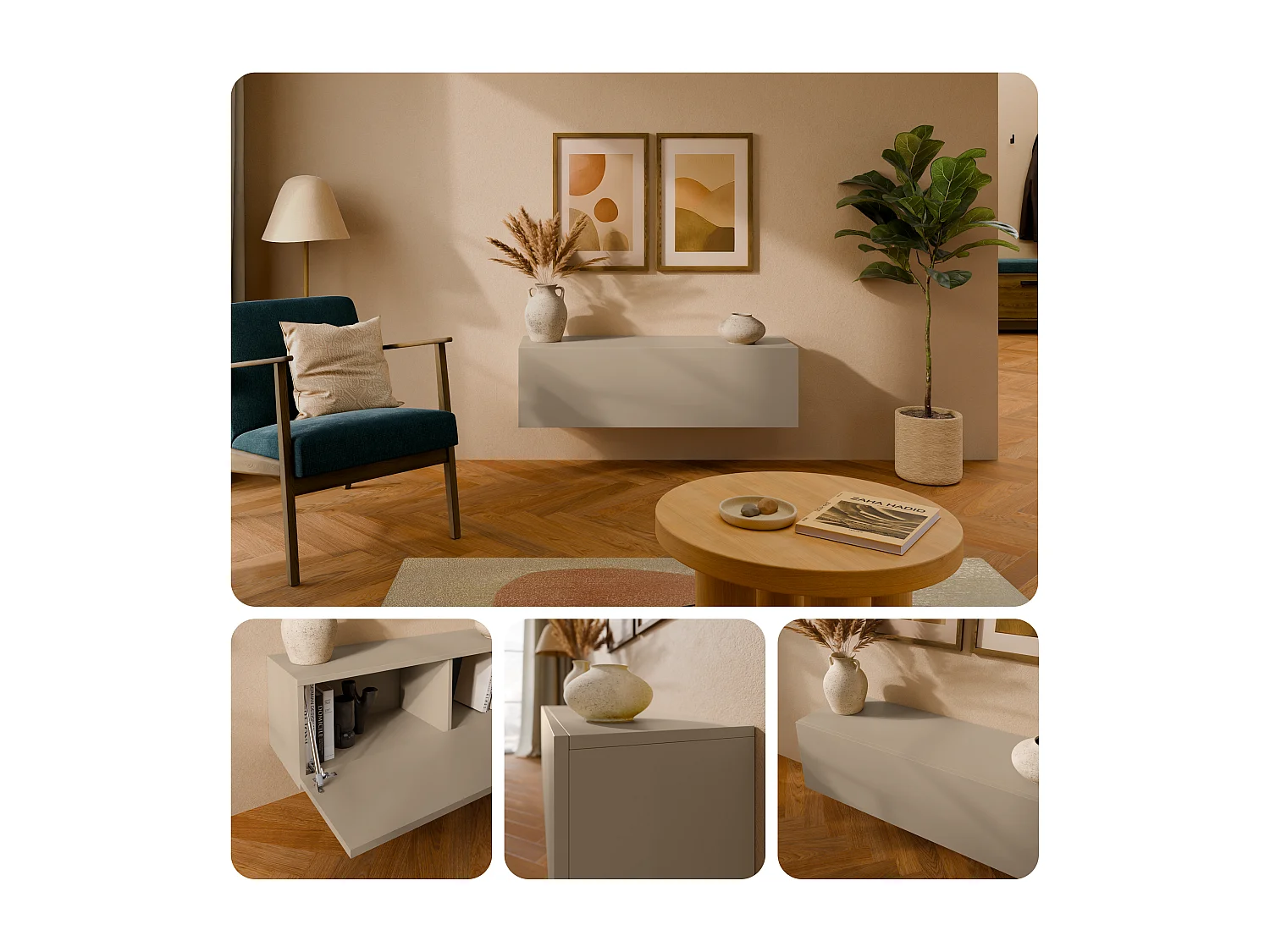 Meuble TV 105 cm 140 cm Banc Télé  Suspendu Banc Télévision Moderne Flottante pour Salon