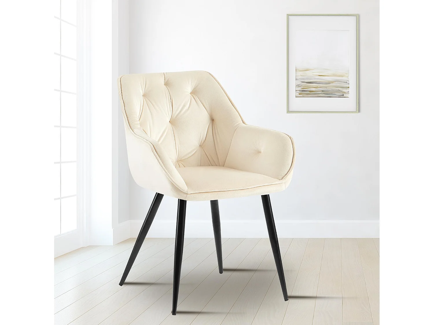 chaises avec accoudoirs - Velours - Crème - Cassis