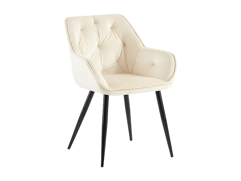 chaises avec accoudoirs - Velours - Crème - Cassis