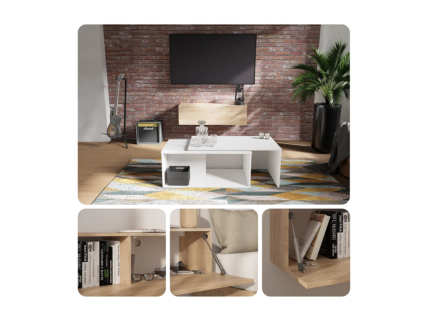 Meuble TV 105 cm 140 cm Banc Télé  Suspendu Banc Télévision Moderne Flottante pour Salon