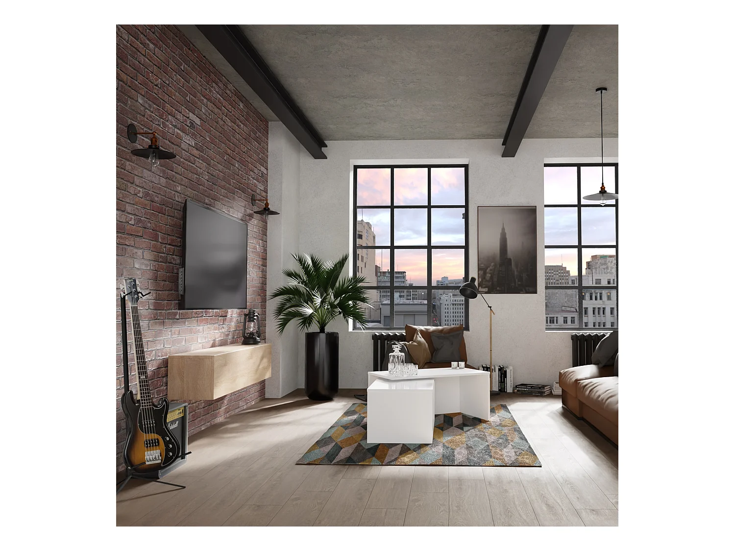 Meuble TV 105 cm 140 cm Banc Télé  Suspendu Banc Télévision Moderne Flottante pour Salon