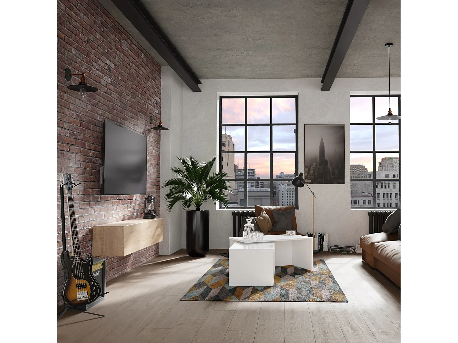 Meuble TV 105 cm 140 cm Banc Télé  Suspendu Banc Télévision Moderne Flottante pour Salon