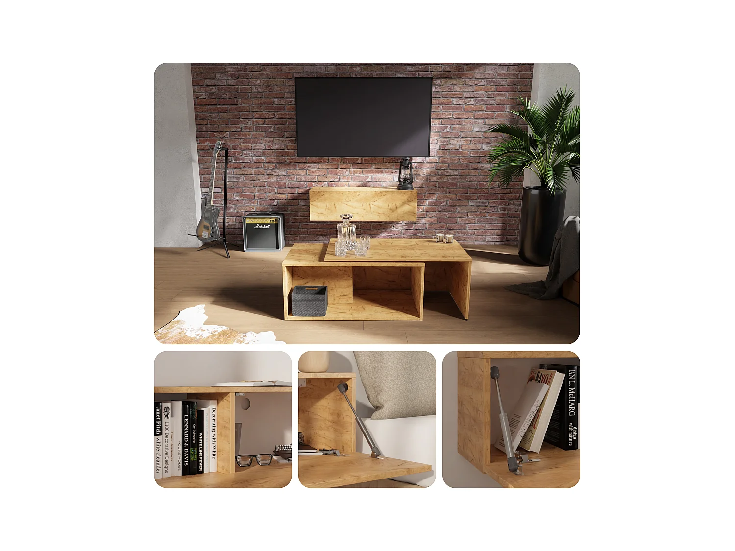 Meuble TV 105 cm 140 cm Banc Télé  Suspendu Banc Télévision Moderne Flottante pour Salon