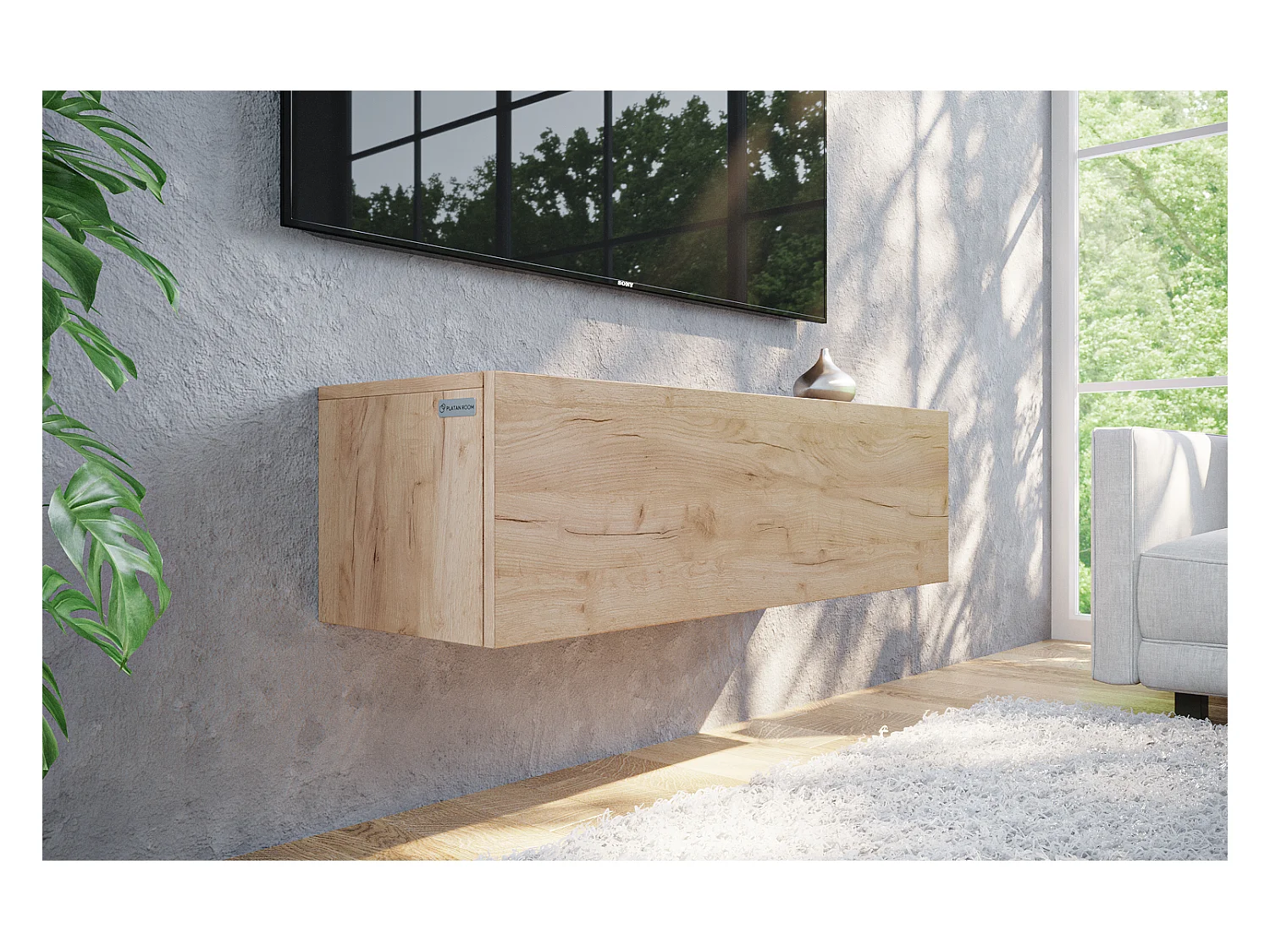 Meuble TV 105 cm 140 cm Banc Télé  Suspendu Banc Télévision Moderne Flottante pour Salon