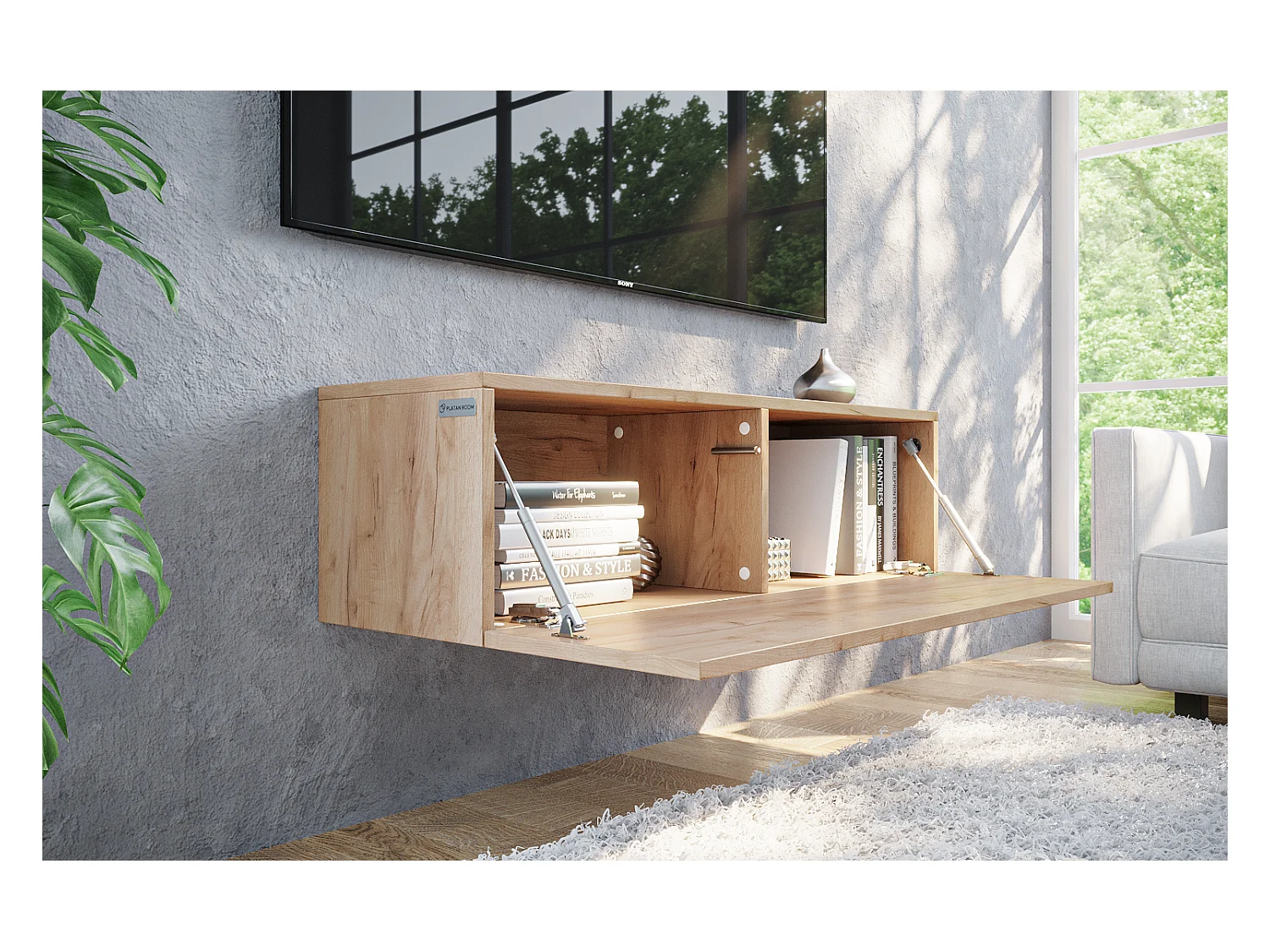 Meuble TV 105 cm 140 cm Banc Télé  Suspendu Banc Télévision Moderne Flottante pour Salon