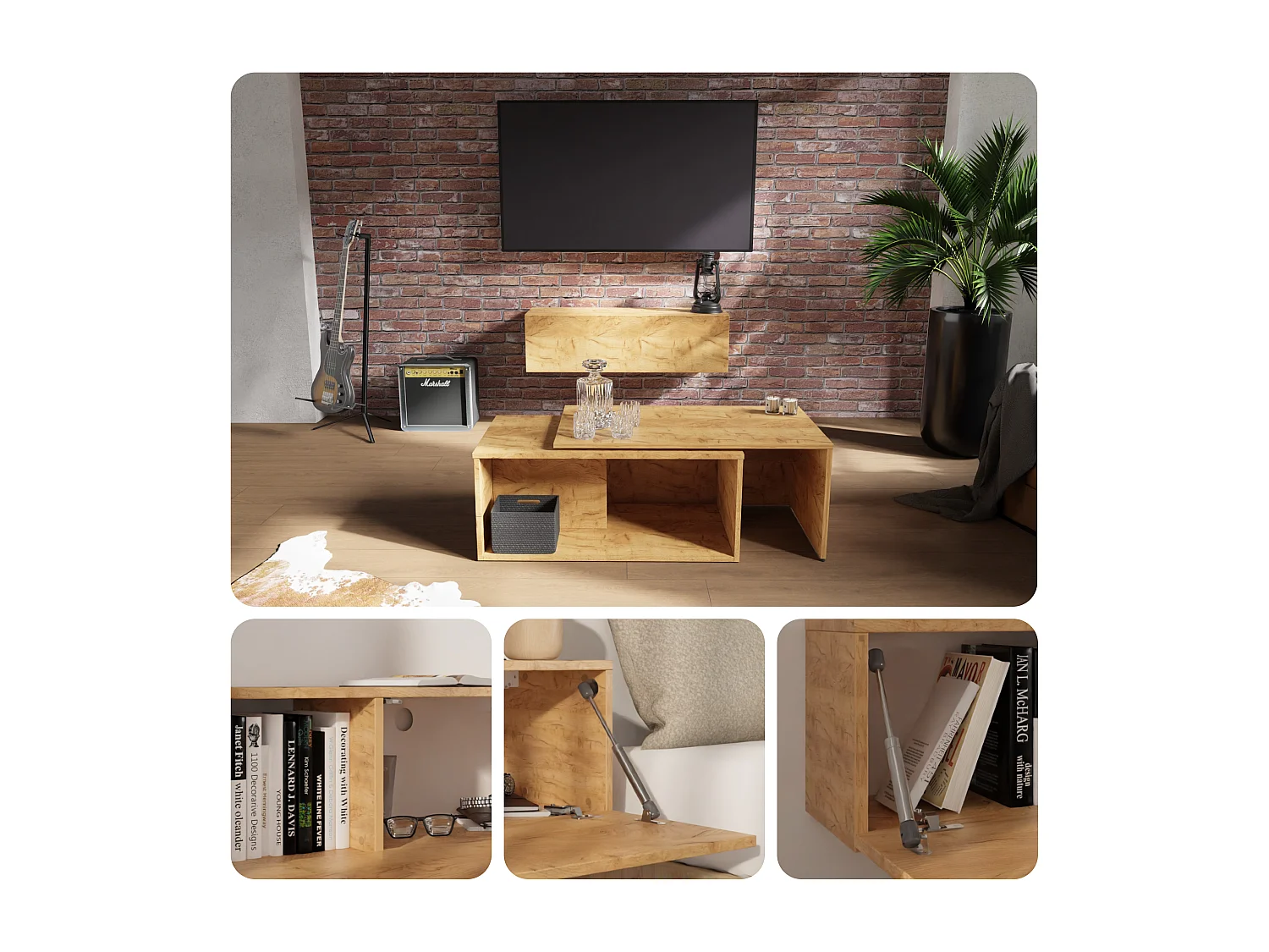 Meuble TV 105 cm 140 cm Banc Télé  Suspendu Banc Télévision Moderne Flottante pour Salon