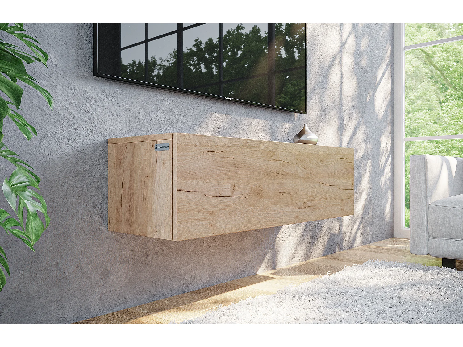 Meuble TV 105 cm 140 cm Banc Télé  Suspendu Banc Télévision Moderne Flottante pour Salon