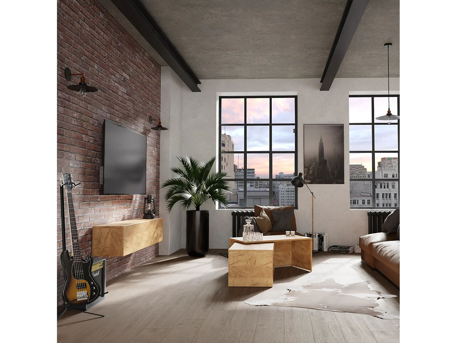 Meuble TV 105 cm 140 cm Banc Télé  Suspendu Banc Télévision Moderne Flottante pour Salon