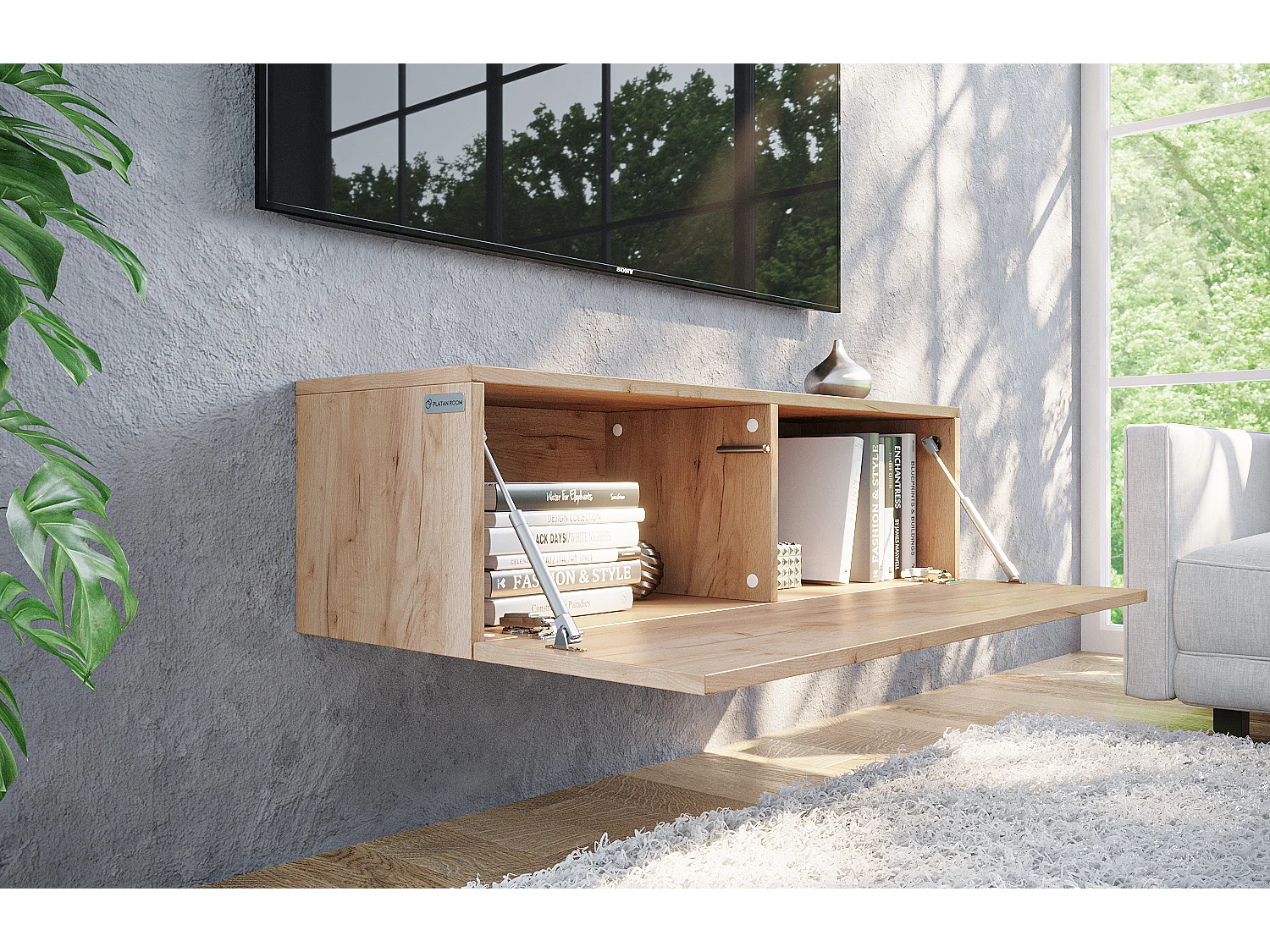 Meuble TV 105 cm 140 cm Banc Télé  Suspendu Banc Télévision Moderne Flottante pour Salon