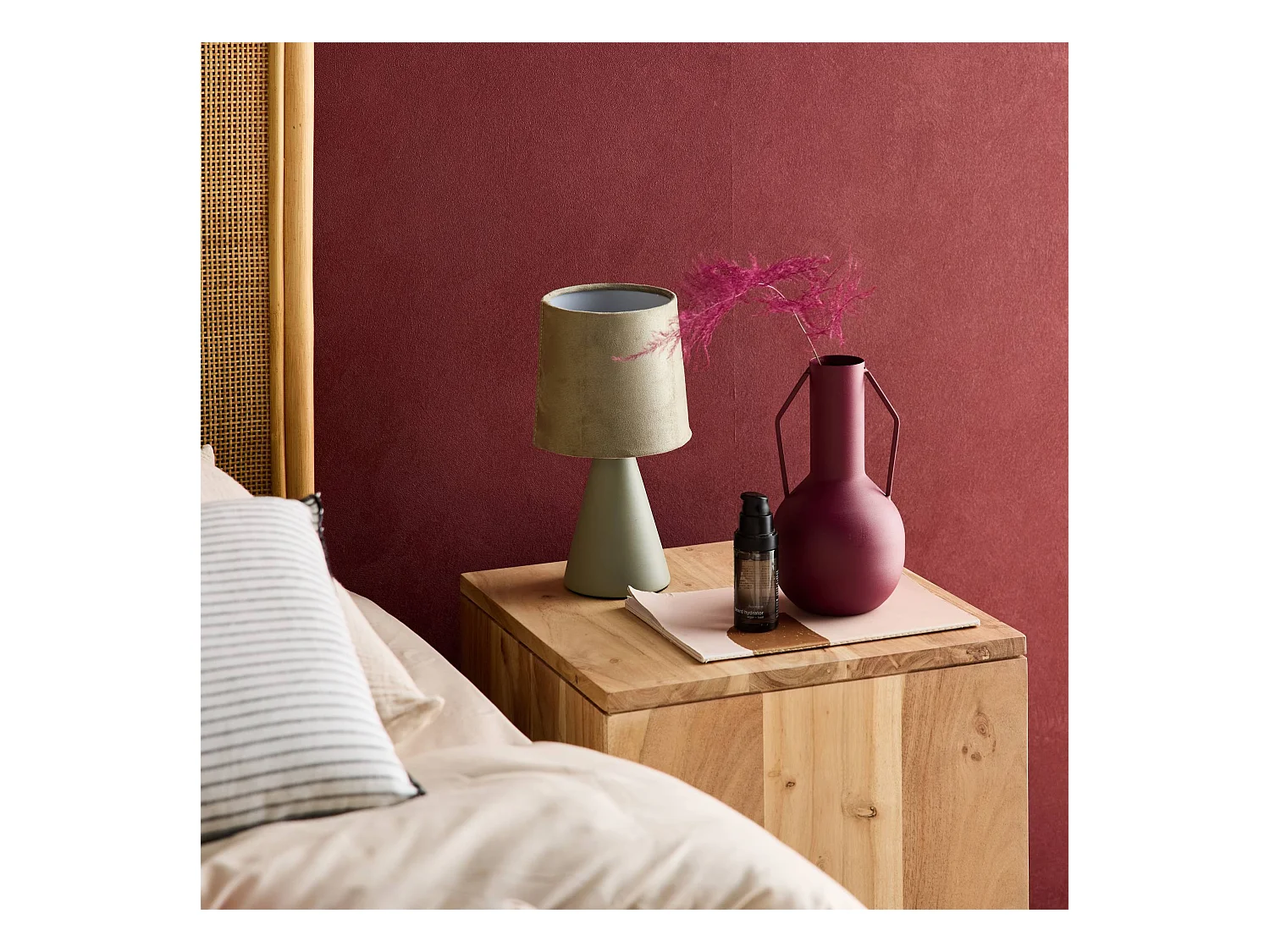 Lampe à poser céramique Alban vert olive Ø 13cm