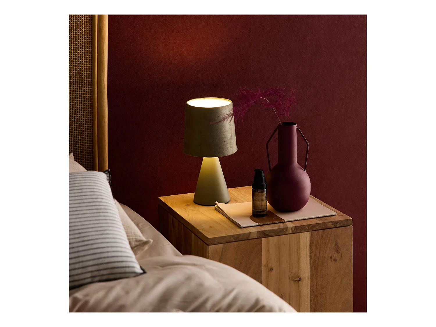 Lampe à poser céramique Alban vert olive Ø 13cm