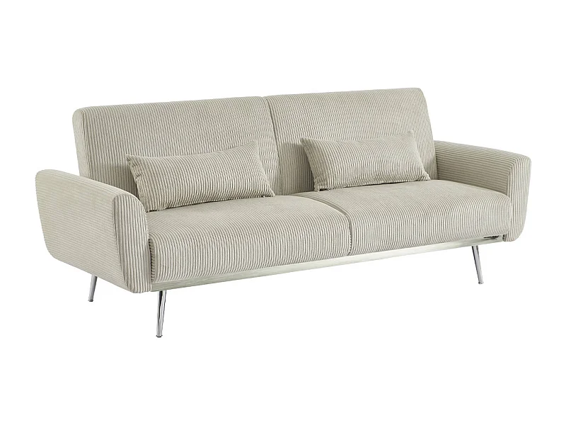 Sofá cama convertible de pana fina de 2-3 plazas gris claro