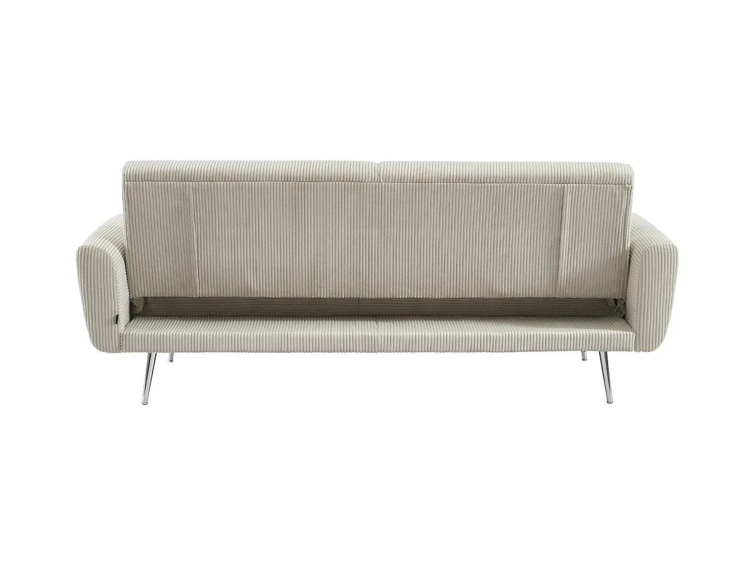 Canapé convertible design en velours côtelé gris clair - Oskar - 3 places scandinave droit avec pieds métal chromé