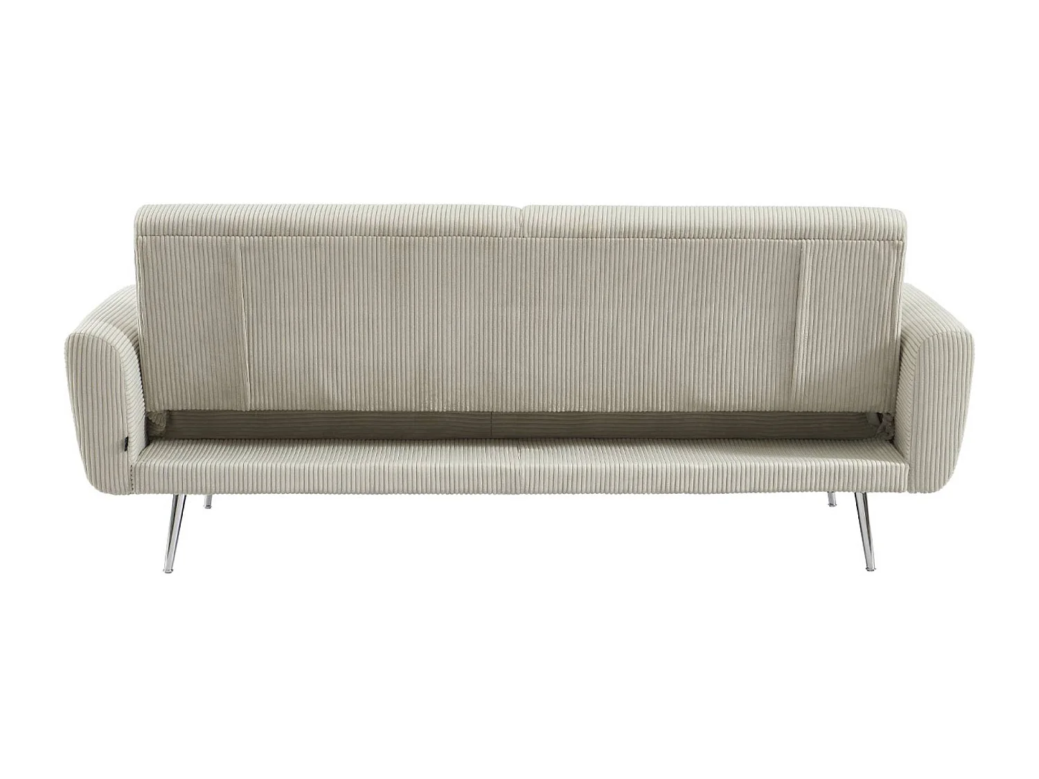 Canapé convertible design en velours côtelé gris clair - Oskar - 3 places scandinave droit avec pieds métal chromé