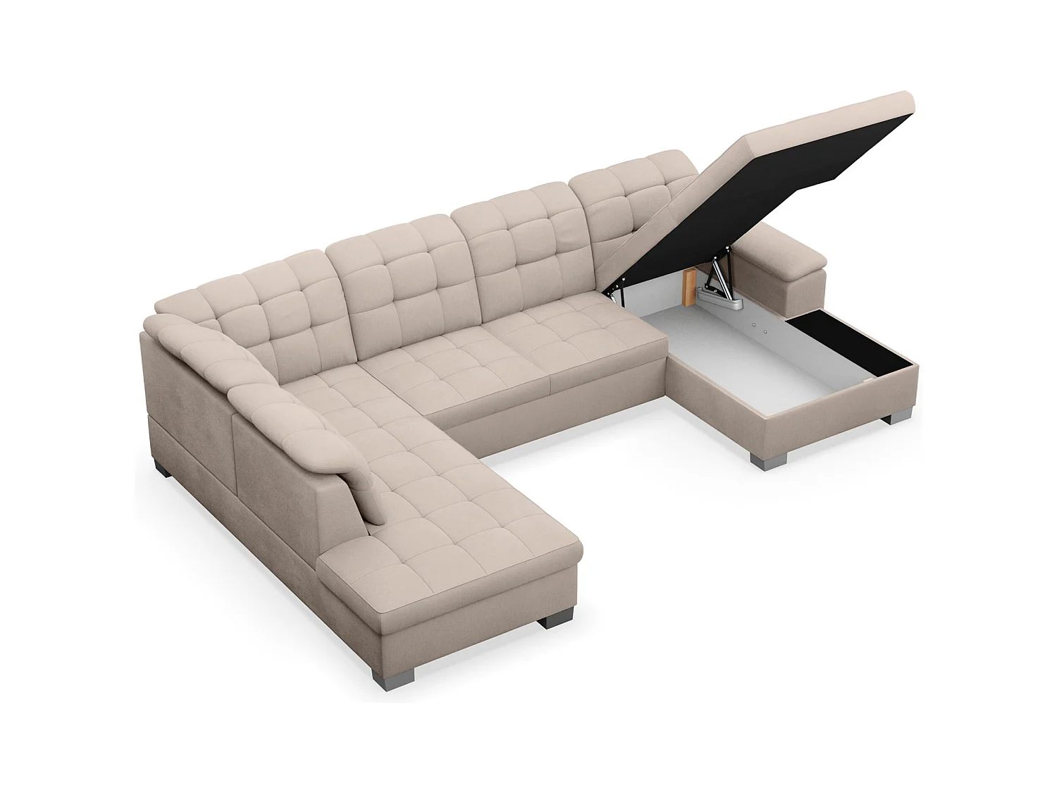 Canapé d'angle U convertible – beige tressé– côté droit – JAMAAL