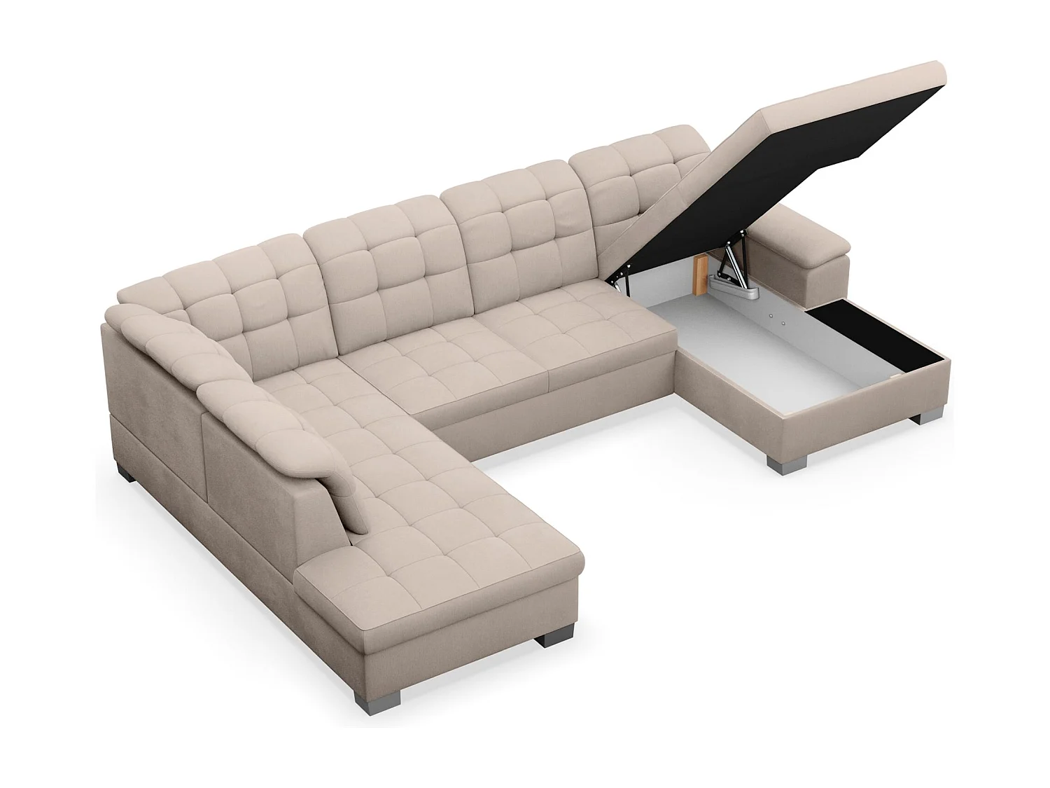 Wohnlandschaft - Schlaffunktion und Stauraum - rechtsseitig - beige - JAMAAL