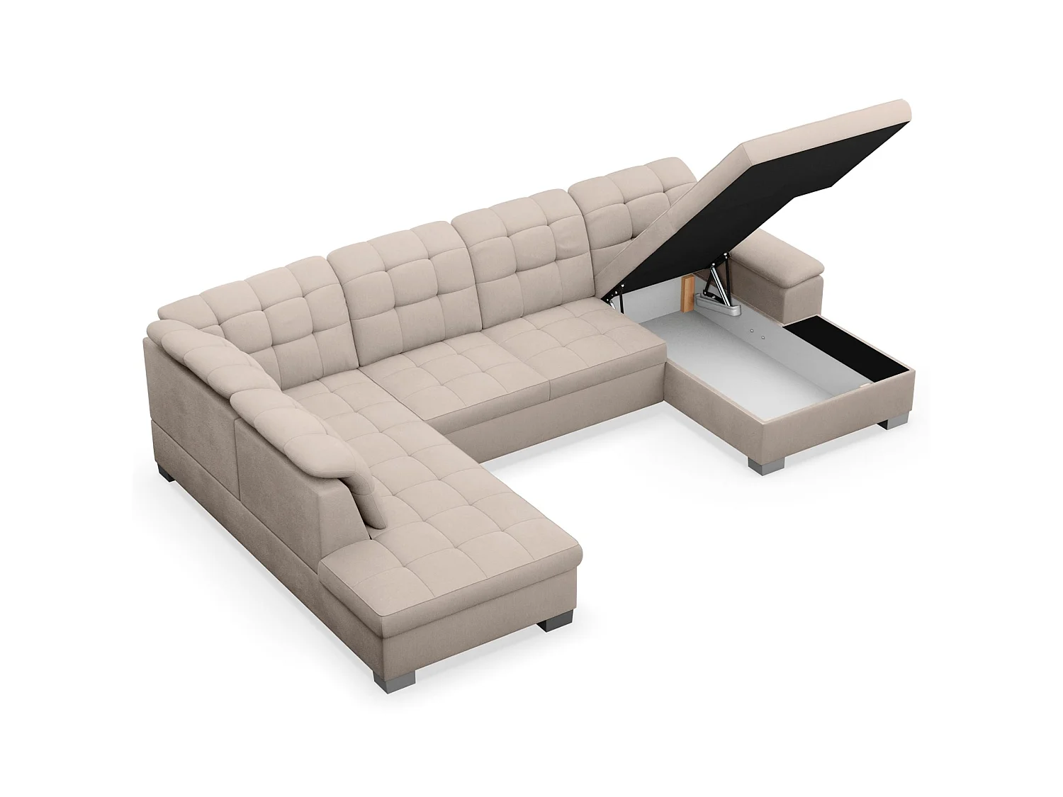 Wohnlandschaft - Schlaffunktion und Stauraum - rechtsseitig - beige - JAMAAL