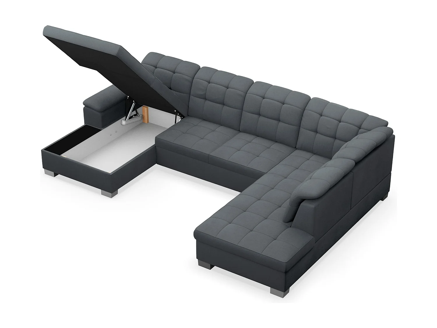 Canapé d'angle U convertible –gris foncé tressé– côté gauche – JAMAAL