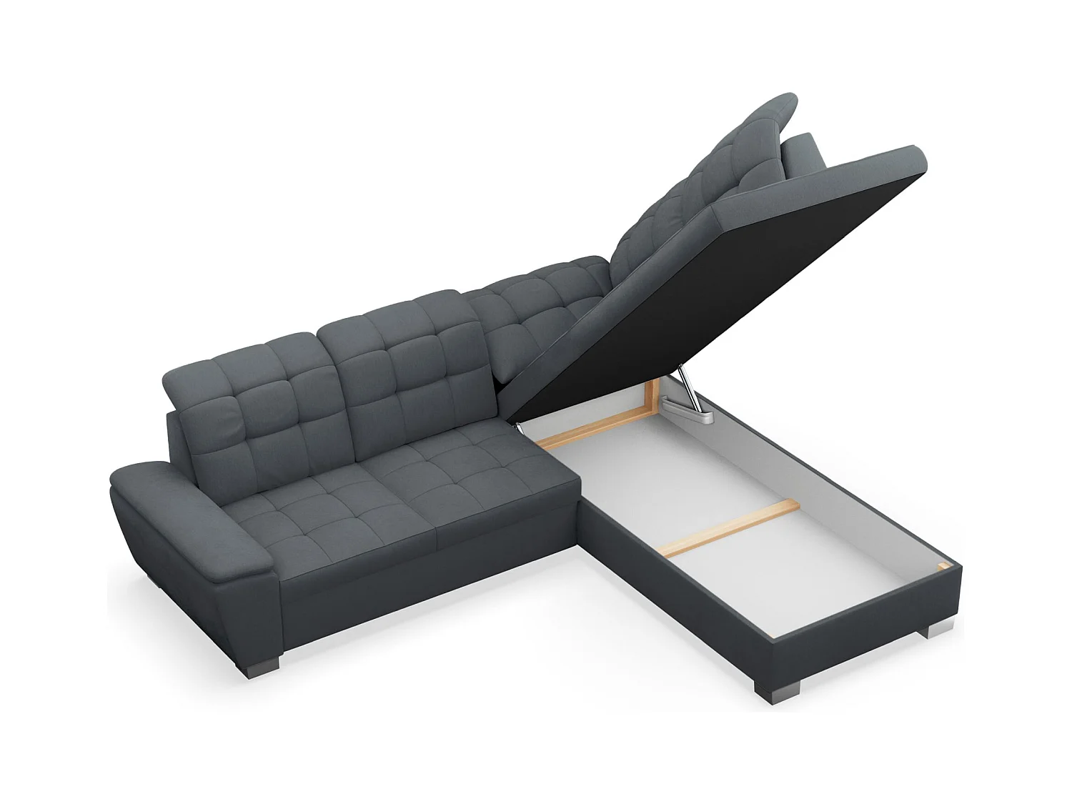 Canapé d'angle convertible L – gris foncé– côté droit – JAMAAL