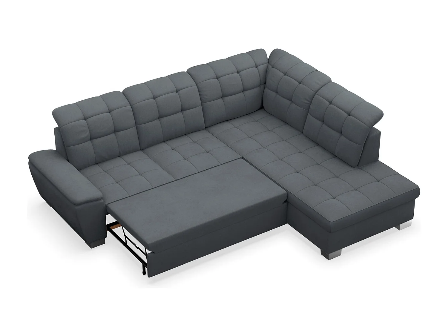 Ecksofa - Schlaffunktion und Stauraum - rechtsseitig - dunkelgrau - JAMAAL