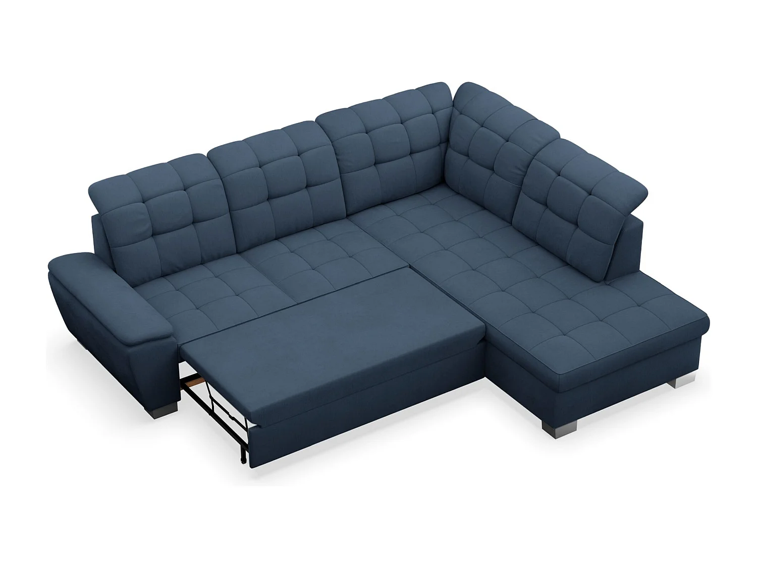 Ecksofa - Schlaffunktion und Stauraum - rechtsseitig - marineblau - JAMAAL