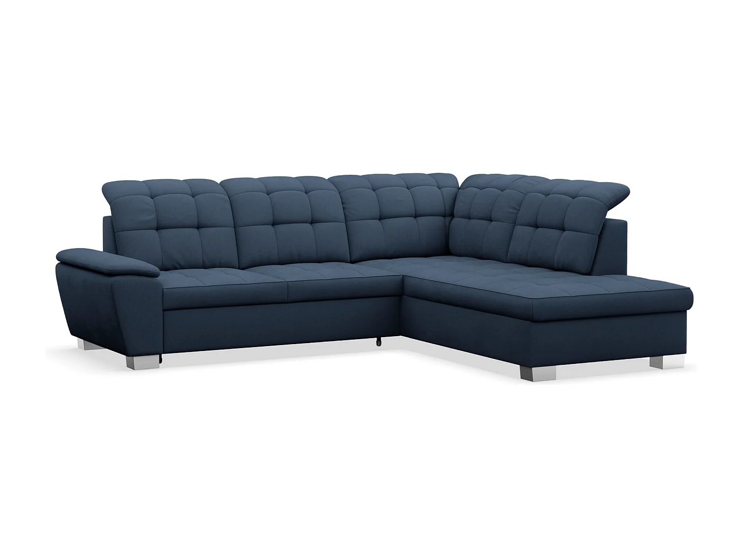 Ecksofa - Schlaffunktion und Stauraum - rechtsseitig - marineblau - JAMAAL