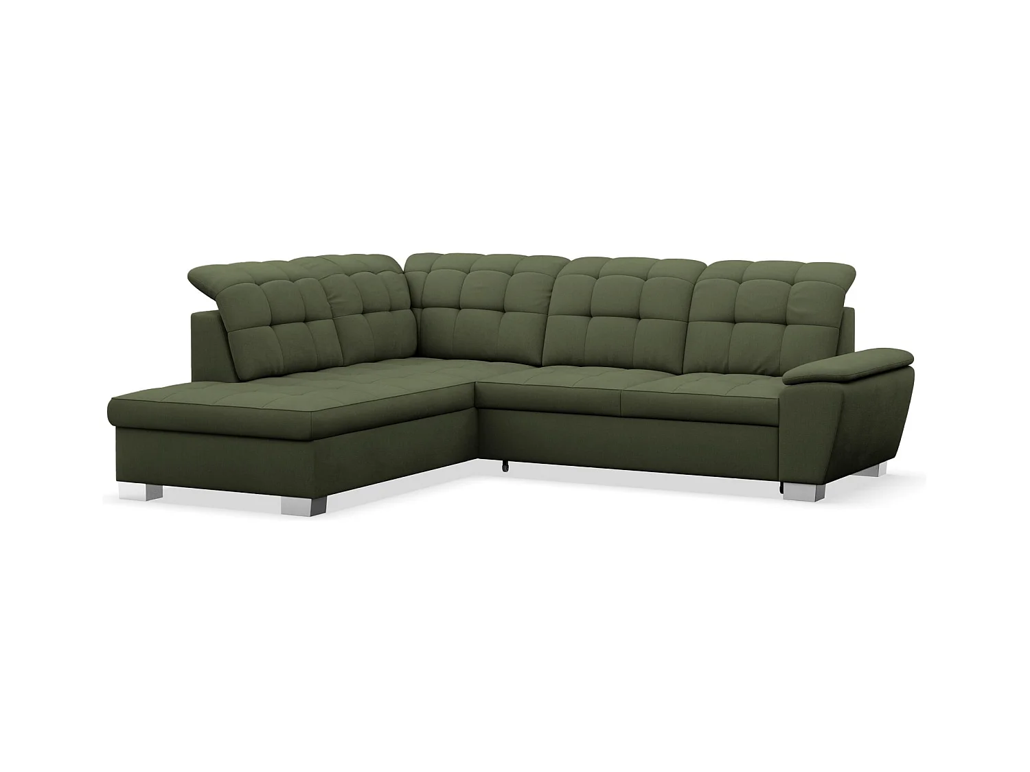 Canapé d'angle convertible L – vert olive– côté gauche – JAMAAL