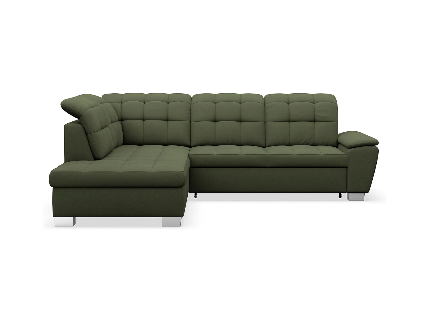 Canapé d'angle convertible L – vert olive– côté gauche – JAMAAL