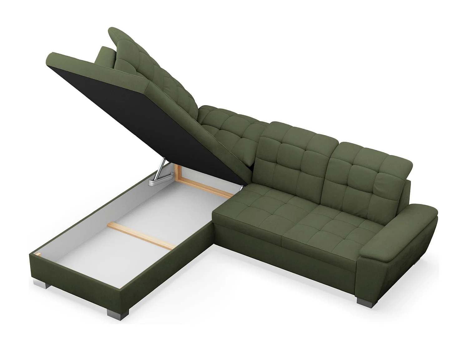 Ecksofa - Schlaffunktion und Stauraum - linksseitig - khaki - JAMAAL