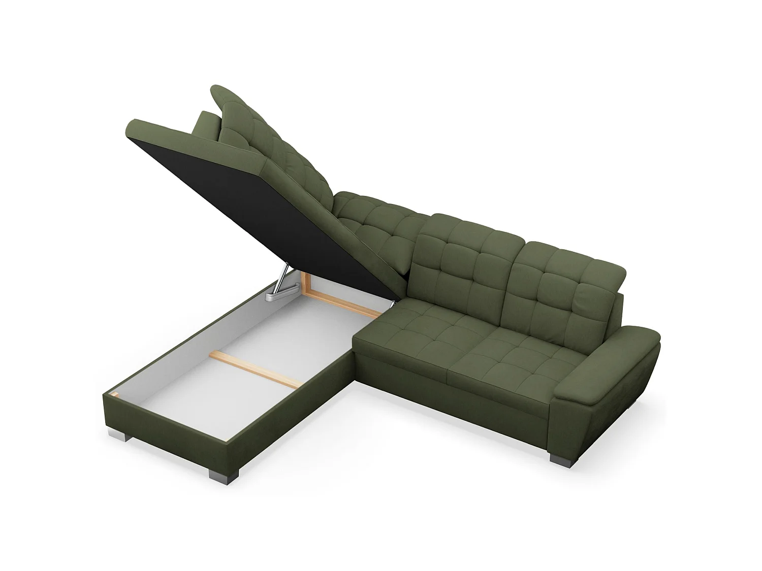Ecksofa - Schlaffunktion und Stauraum - linksseitig - khaki - JAMAAL