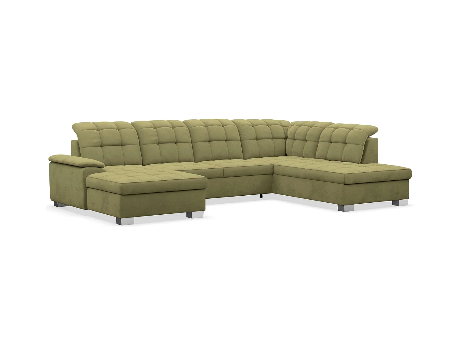 Canapé d'angle U convertible – vert olive– côté gauche – JAMAAL