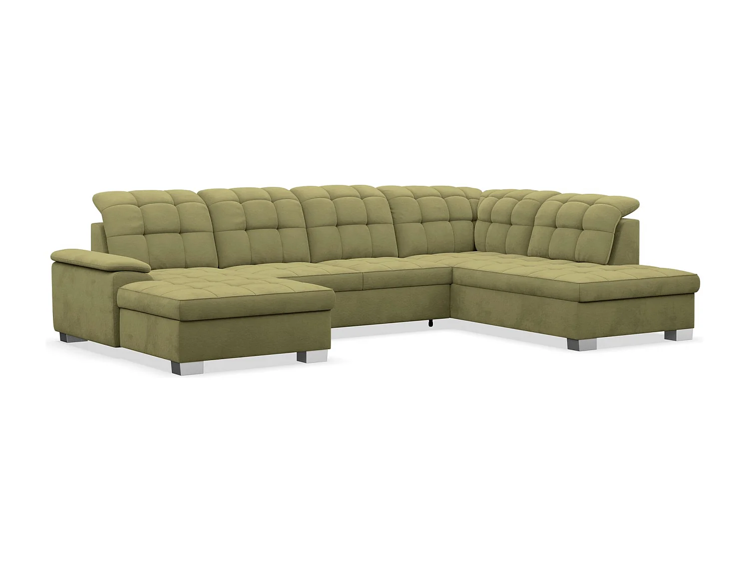 Wohnlandschaft - Schlaffunktion und Veloursbezug - links - olivgrün - JAMAAL