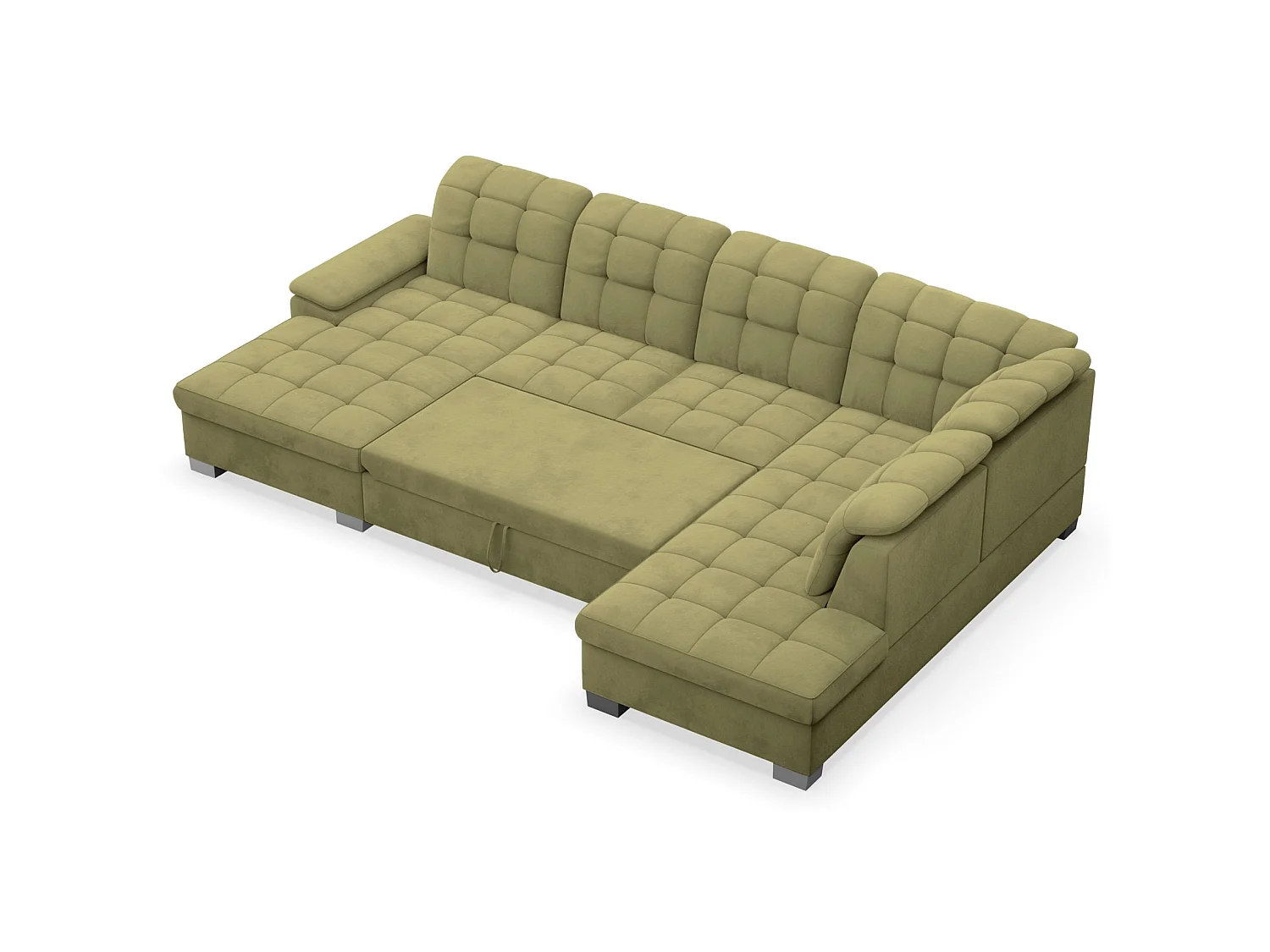 Canapé d'angle U convertible – vert olive– côté gauche – JAMAAL