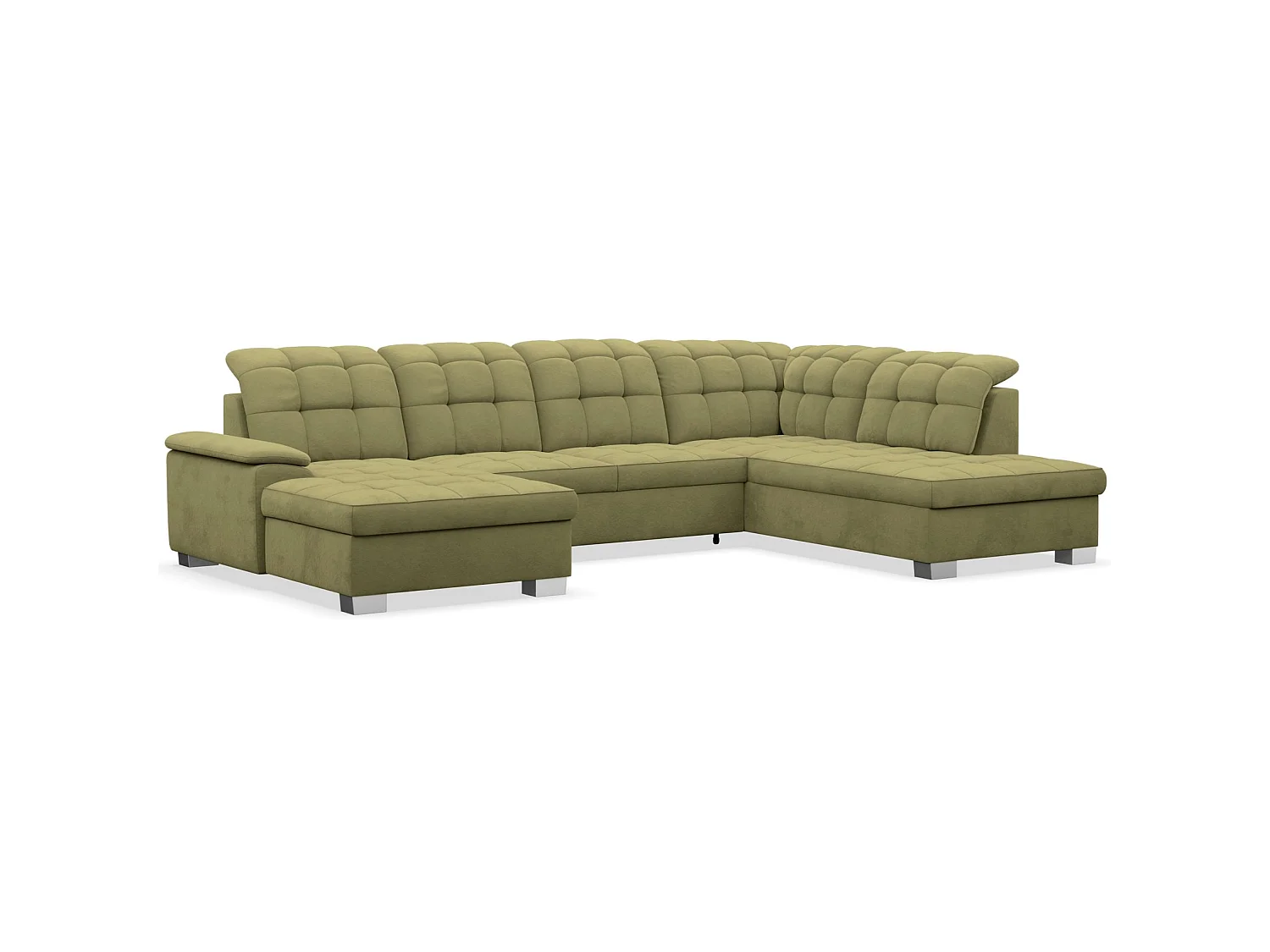 Canapé d'angle U convertible – vert olive– côté gauche – JAMAAL