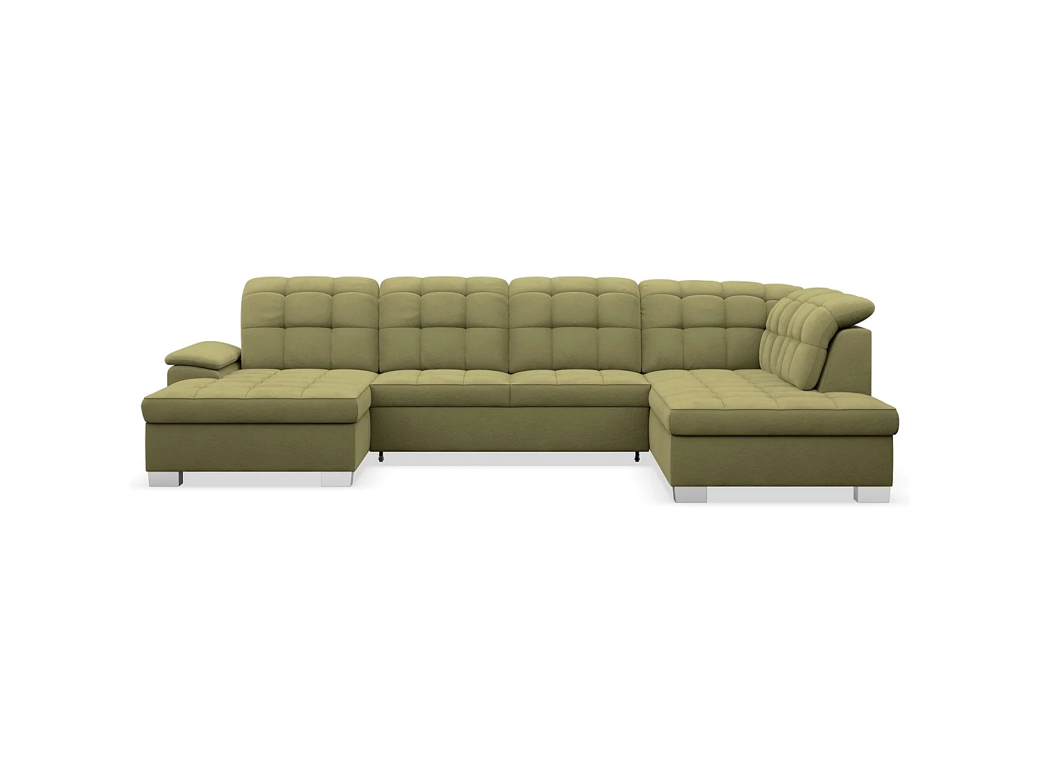 Canapé d'angle U convertible – vert olive– côté gauche – JAMAAL