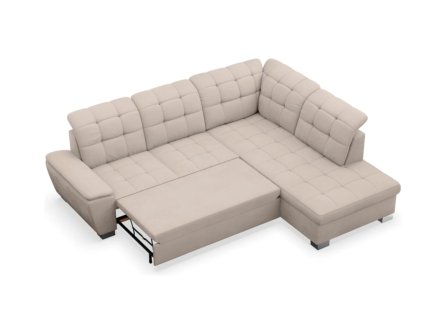 Canapé d'angle convertible L – beige– côté droit – JAMAAL